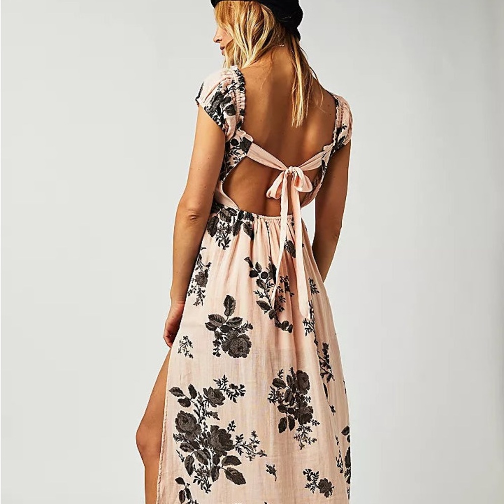 free people XS forget me not midi floral sundress milkmaid dress
